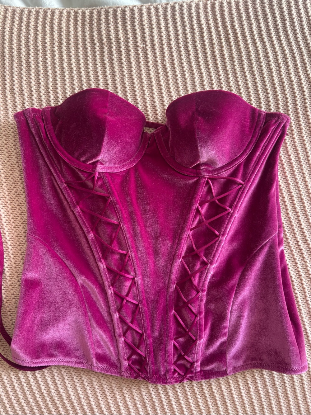 Savage X Fenty Fuchsia Lace-Up Bustier